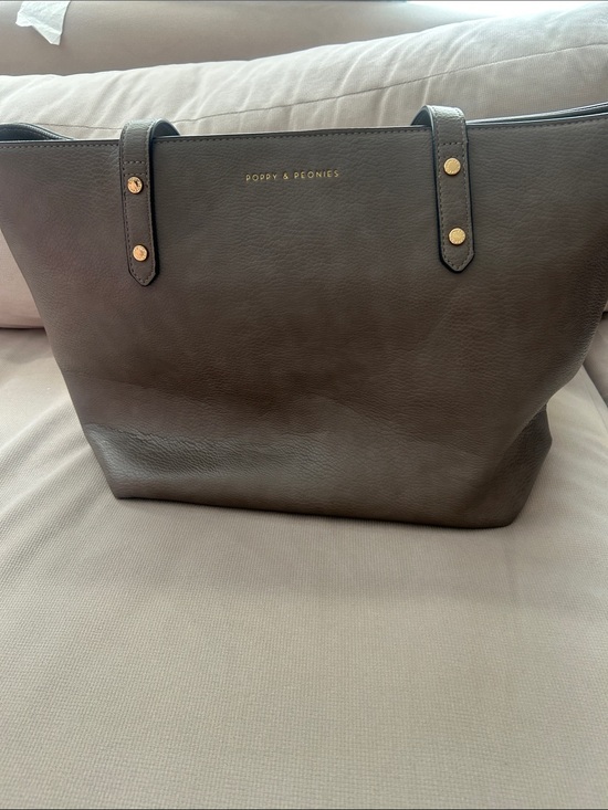 Poppy & Peonies Handbags - Poppy & Peonies Dark Brown Leather Tote with Gold Studs